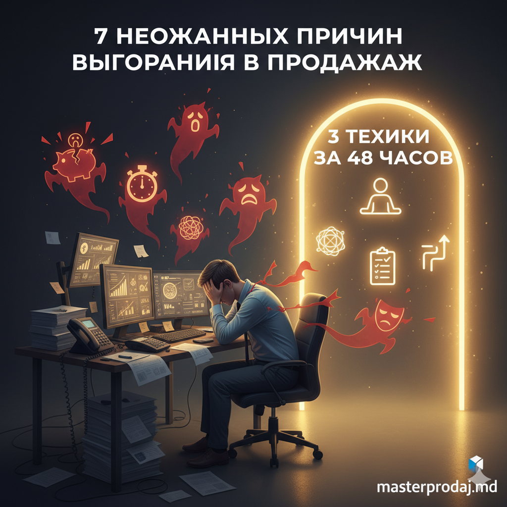 Подробнее о статье 🔥 7 НЕОЖИДАННЫХ ПРИЧИН ВЫГОРАНИЯ В ПРОДАЖАХ и 3 ТЕХНИКИ САМОРЕГУЛЯЦИИ ЗА 48 часов)
